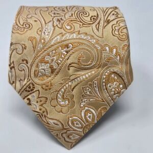 Gold Paisley Silk Blend Necktie Mens Formal Wedding Business Jacquard Tie